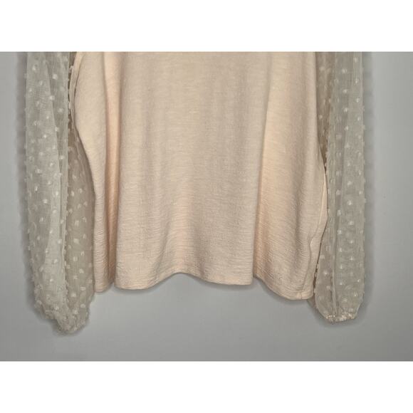 Maeve by Anthropologie Textured-Sleeve Round Neck Blouse Top Cream Women's XL - Picture 5 of 11